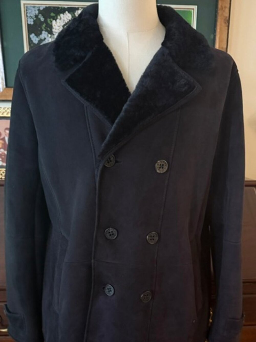 Werner Christ Luxury Double Breasted Shearling Coat Sz 52, Germany, RT 2920euro